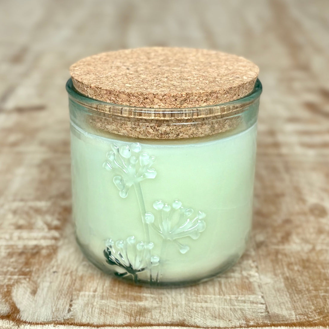 Floral Recycled Glass Organic Candle